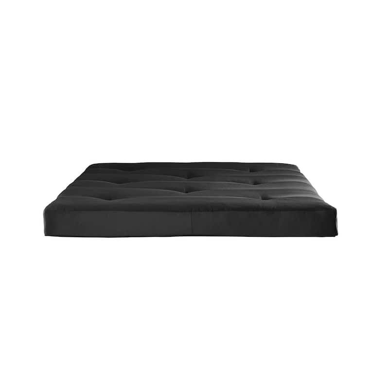 Full Size Futon Mattress 6” Thick Plush Foldable Cushion for Living Room and Guest Room - Black