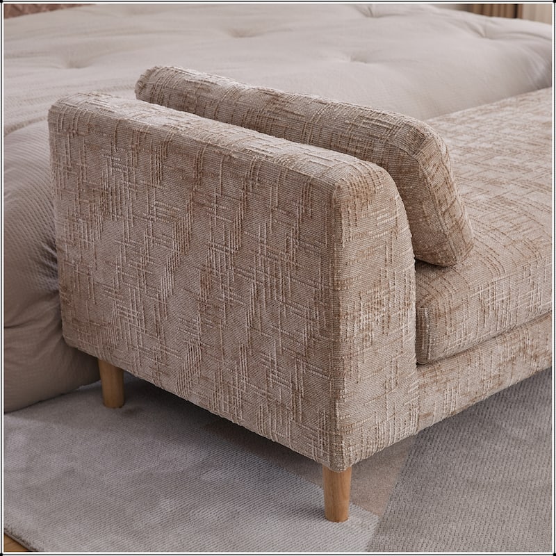83.1"Wide Chenille Upholstered End of Bed Bench with Armrests