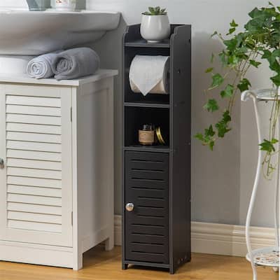 Toilet Paper Holder Stand Bathroom Storage Cabinet Beside Toilet Storage for Small Bathroom - 6.7"D x 6.7"W x 30"H