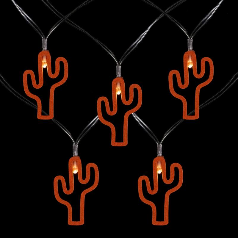 10-Count LED Orange Cactus Fairy Lights - Warm White