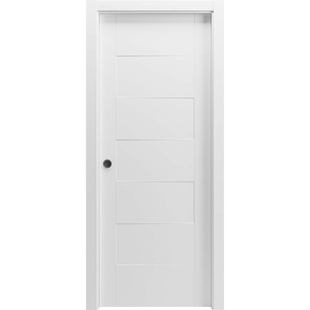 Sliding Pocket Door / Mela 0755 Painted White / Kit Rail Hardware / MDF Interior Bedroom Modern Doors