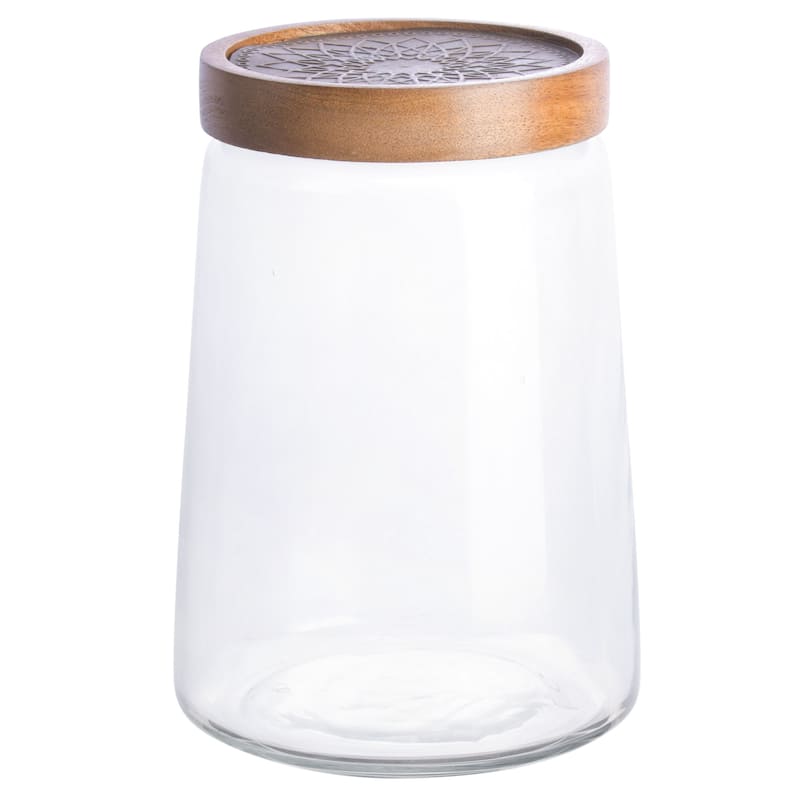 Cravings By Chrissy Teigen 5.75 Inch Glass Canister with Wood Lid - 5.75 in