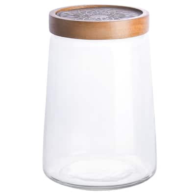 Cravings By Chrissy Teigen 5.75 Inch Glass Canister with Wood Lid - 5.75 in