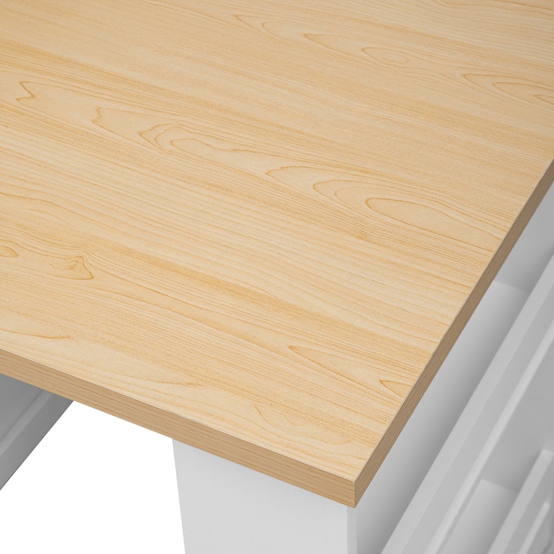 Kitchen Island with Extendable Dining Table ,Power Outlet, Kitchen island with Storage 2 Drawers 2 Side Open Shelves