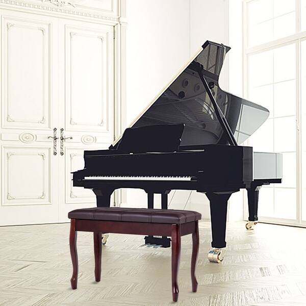 Shop Solid Wood Pu Leather Piano Bench With Storage Brown On Sale Overstock 28793326
