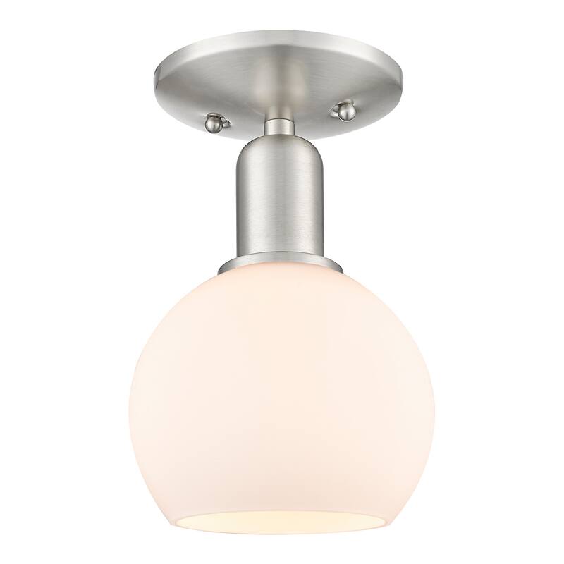 Innovations Lighting 716-1C-10-6 Athens Semi-Flush Athens 6" Wide - Brushed Satin Nickel / Matte White