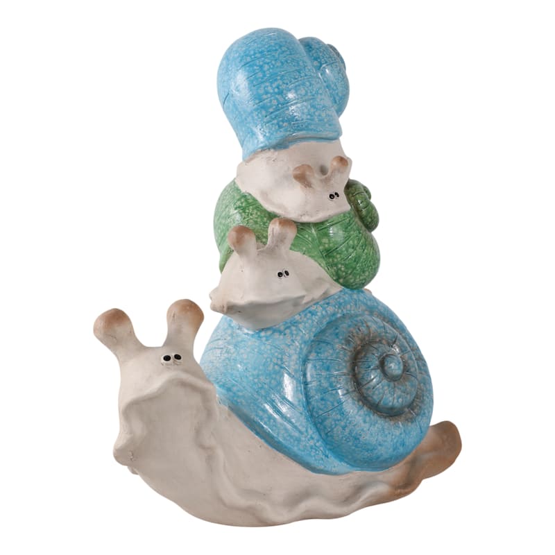Polyresin Garden Statuary Stacked Snail Colored Shells - 15" Ivory
