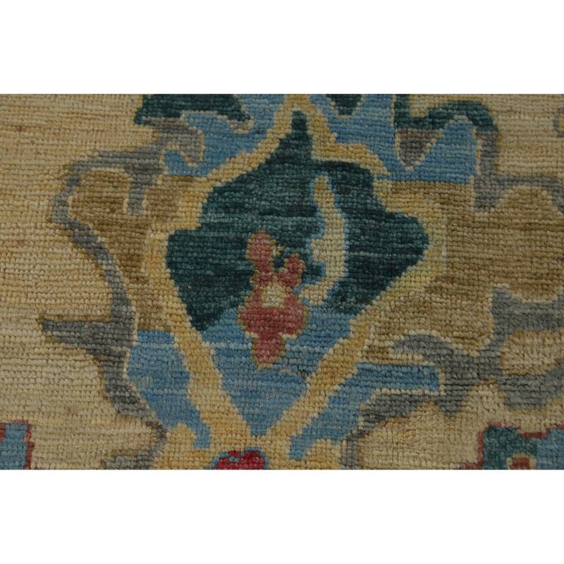 Hand Knotted Oriental 100% Wool Carpet Transitional All-Over Beige & Ivories Oushak Area Rug - 14' 11'' X 12' 0''