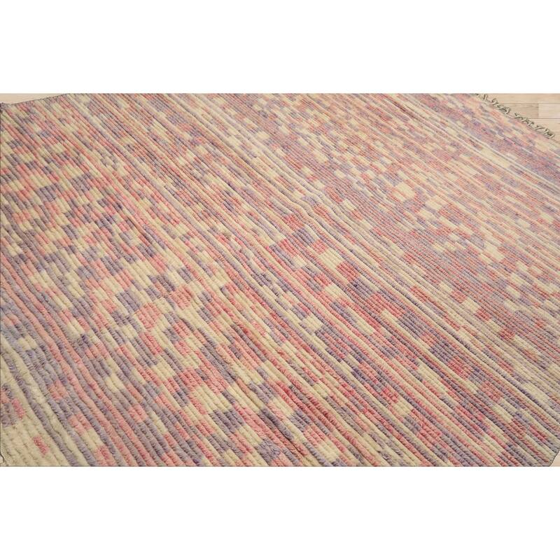 8x10 Tibetano Hand Knotted Wool Ivory Modern & Contemporary Boho Rug - 8' x 10'