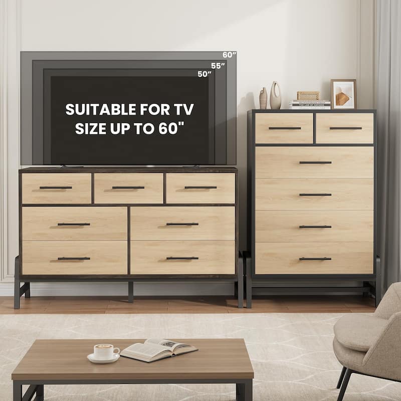 4/6/7 Drawer Dresser for Bedroom, Freestanding Wooden Storage Chest
