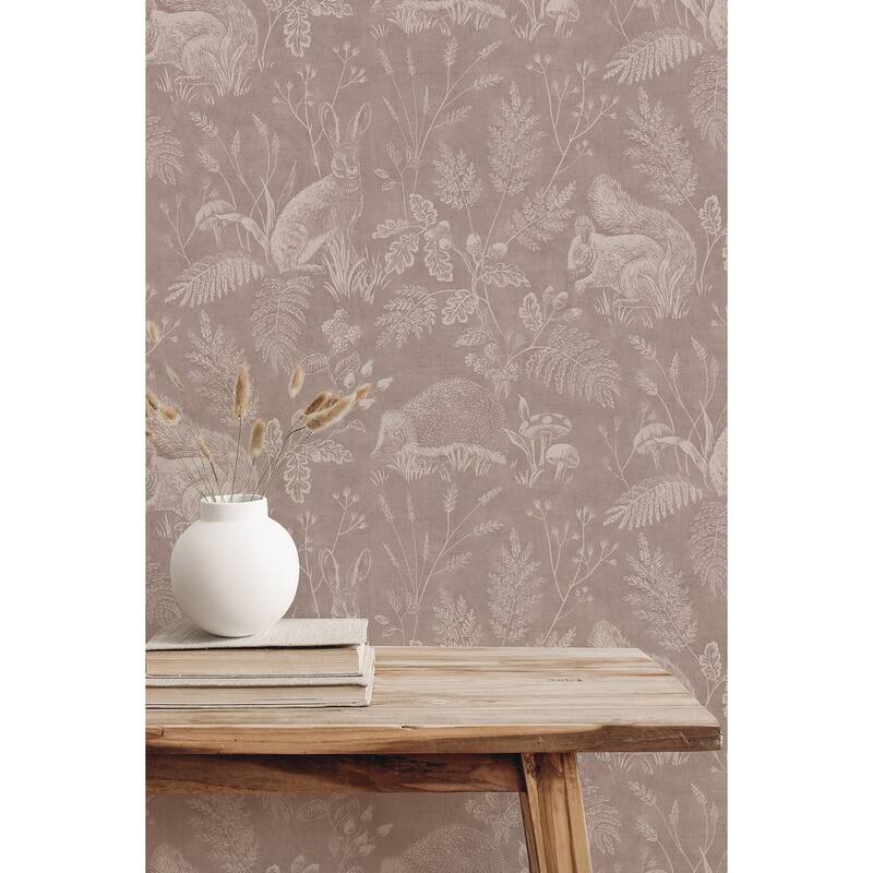 Woodland Mahogany Toile Wallpaper