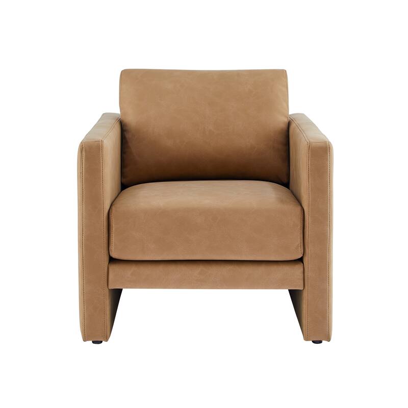 Tovara Vegan Leather Arm Chair by Greyson Living - Honey Brown