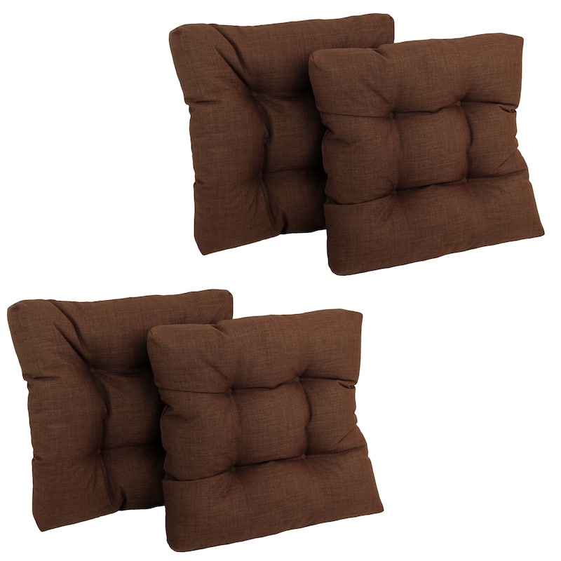 19-inch Square Tufted Indoor/Outdoor Chair Cushions (Set of 4) - 19" x 19" - Cocoa