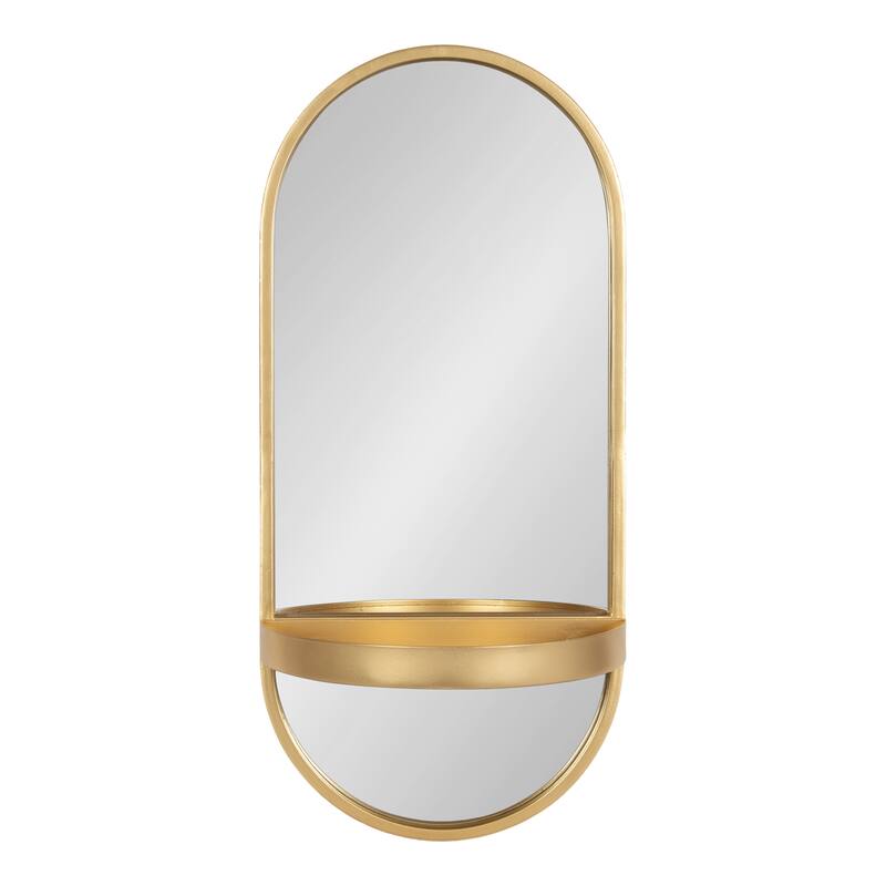 Kate and Laurel Estero Metal Oval Wall Mirror with Shelf
