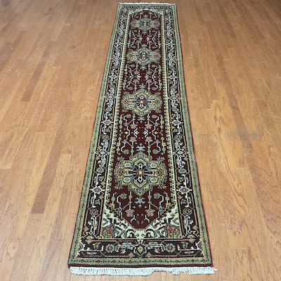 HERAT ORIENTAL Handmade Indo Serapi Wool Runner - 2'6" x 12'