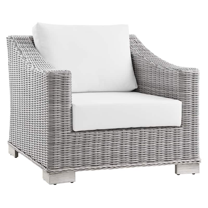 Conway Outdoor Patio Wicker Rattan Armchair - Light Gray White