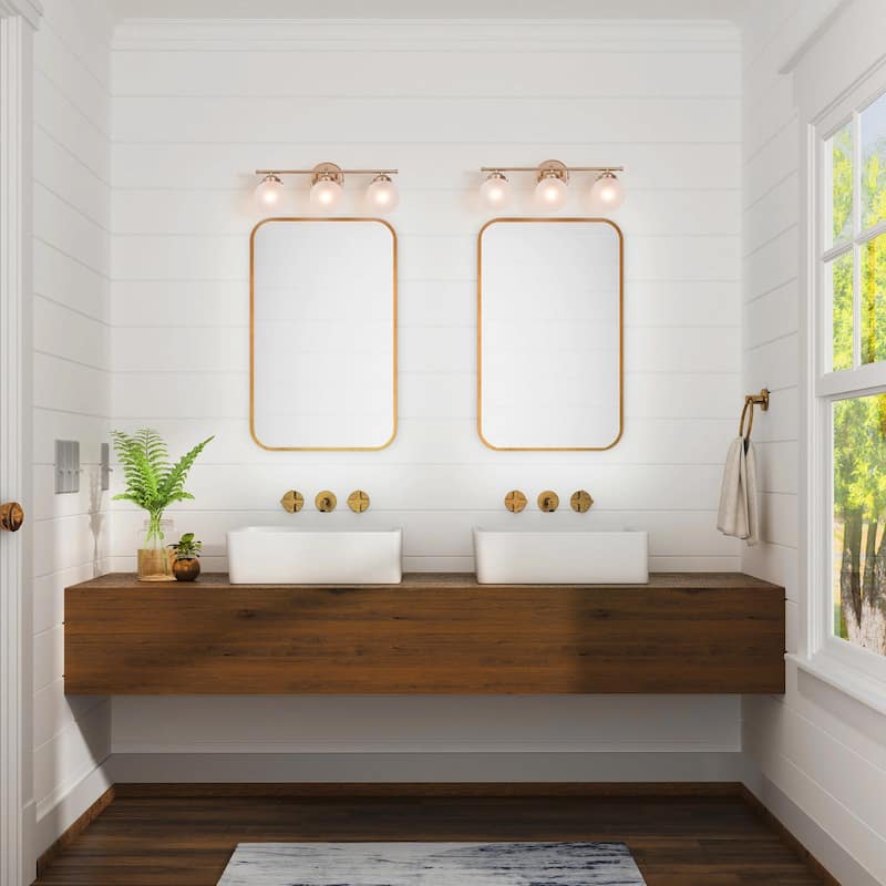 Bela Modern Gold 3-Light Bathroom Vanity Light Frosted Glass Wall Sconces - L20"x W 6.5"x H 8"