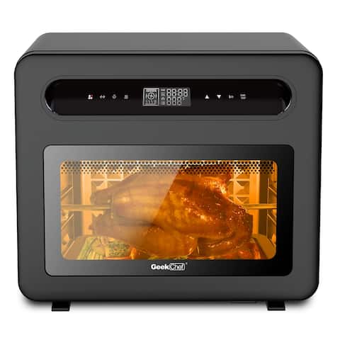 Geek Chef 26 QT Steam Air Fryer Toast Oven Combo , 50 Cooking Presets ,Black Stainless Steel