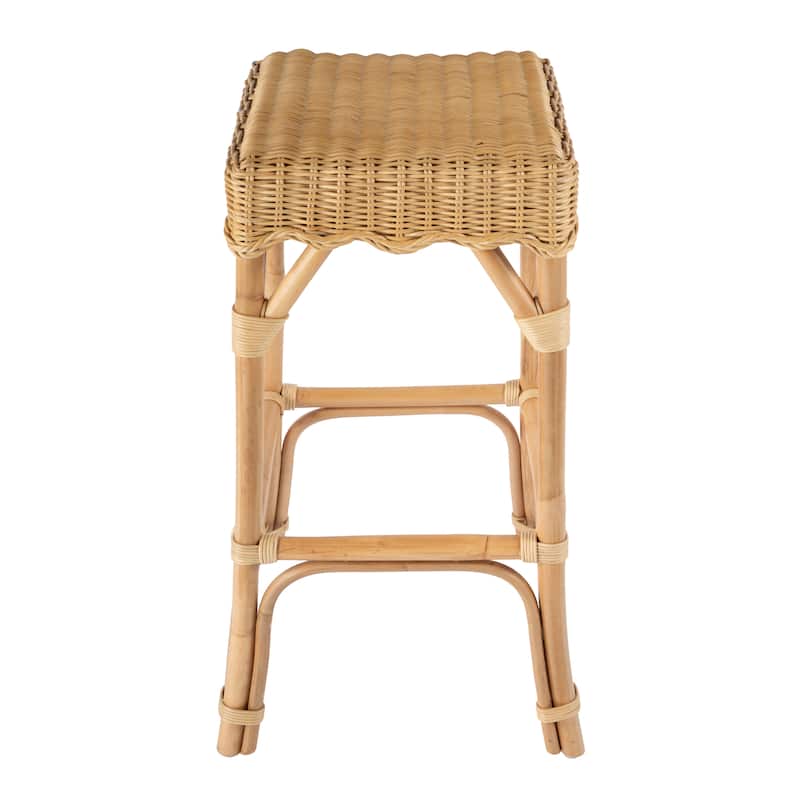 Flora Rattan Scalloped Bar Stool