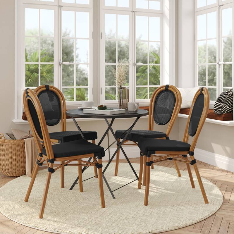 4 Pack All-Weather Commercial Paris Chairs with Metal Frames