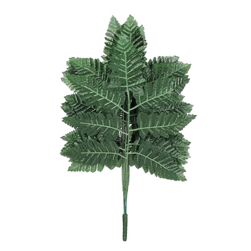 Set of 4 Artificial Leather Fern Leaf Stem Plant Greenery Foliage Bush 18in - 18" L x 9" W x 0.5" DP