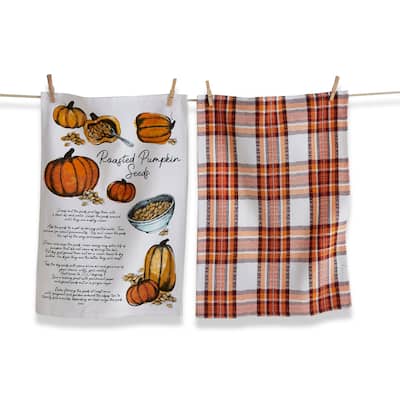 Pumpkin Seed Dishtowel Set of 2 - Halloween Kitchen Towels, Cotton, Machine Wash, 26x18 in, Multi Harvest Kitchen Textiles