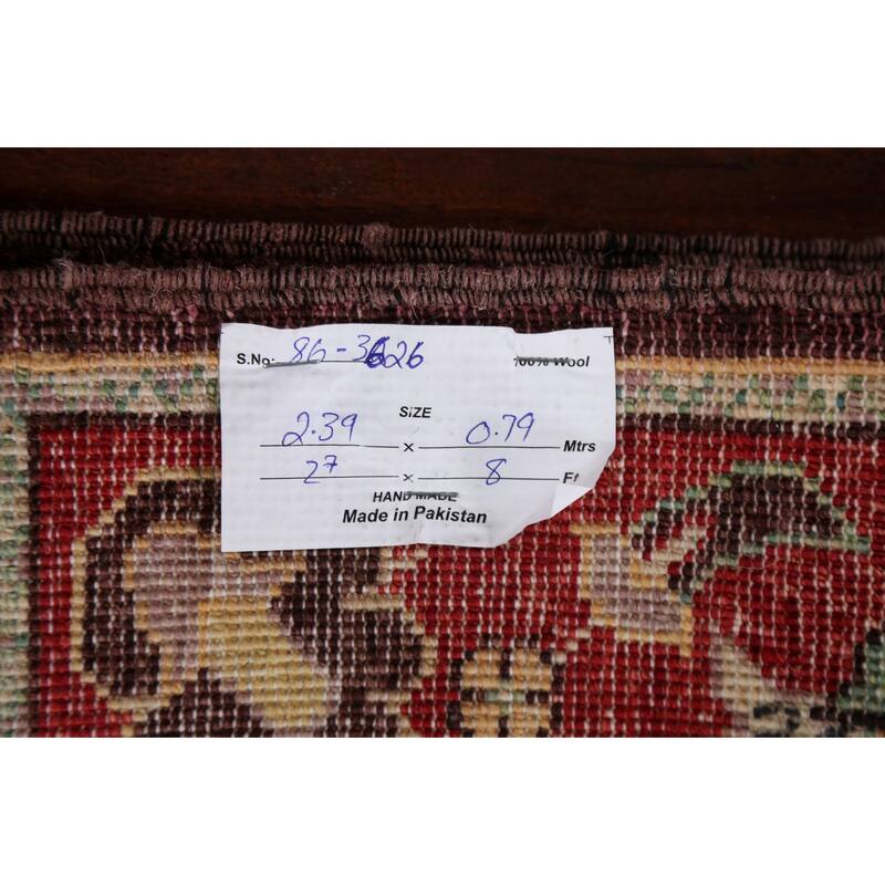 Hand Knotted Oriental 100% Wool Carpet Traditional Floral Brown Kazak Runner Rug - 8' 0'' X 2' 7''