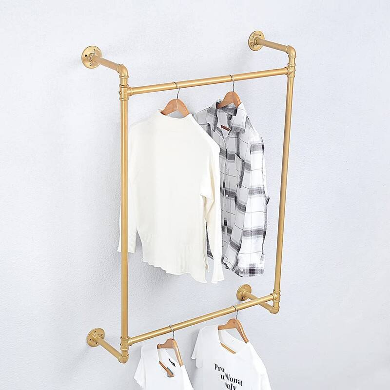 Industrial Pipe Clothing Rack Wall Mounted