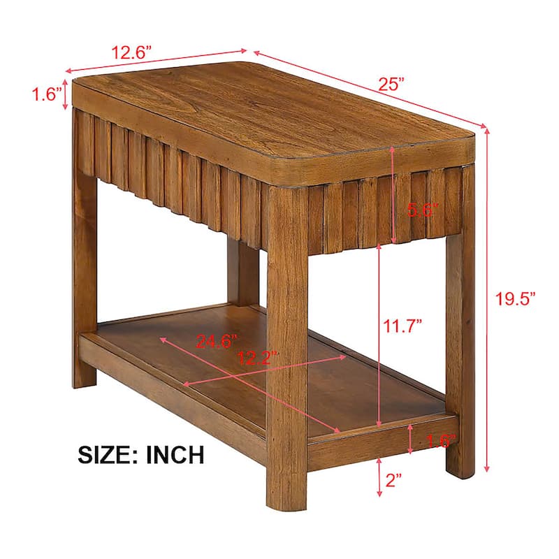 Rectangular End Table Sofa Side Table with Open Storage Shelf