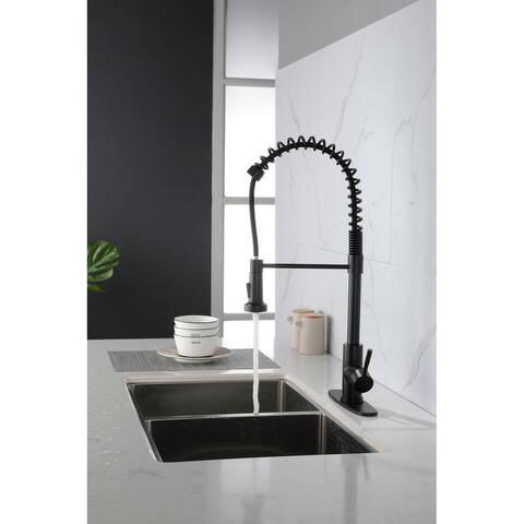 Spring Kitchen Faucets Matte Black with Pull Out Sprayer