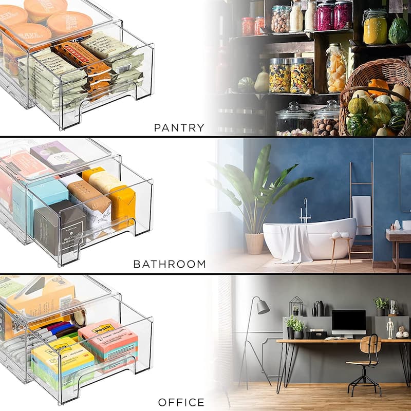 Sorbus Fridge Drawers - Clear Stackable Pull Out Refrigerator Organizer Bins, Medium