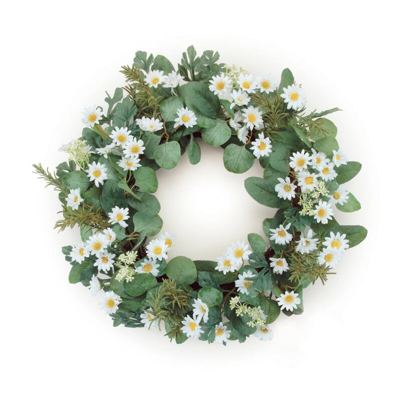 HomeRoots 23" White And Green Mixed Assortment Artificial Wreath