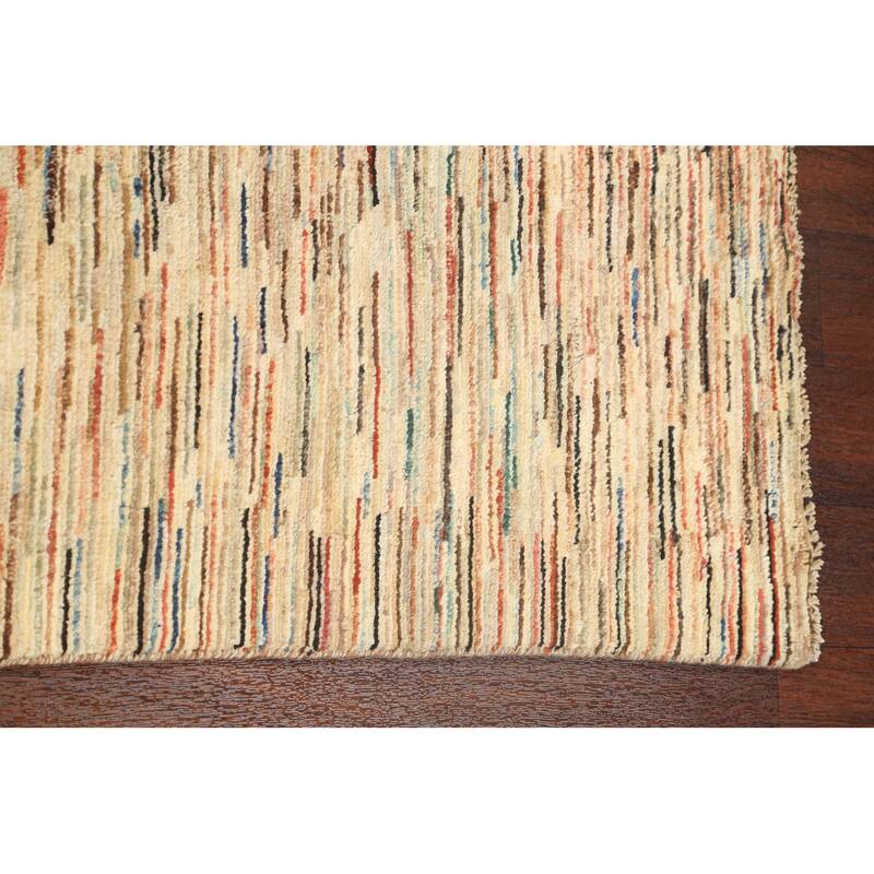 Hand Knotted Oriental 100% Wool Carpet Tribal Contemporary Beige & Ivories Gabbeh (kashkoli) Area Rug - 4' 8'' X 2' 6''