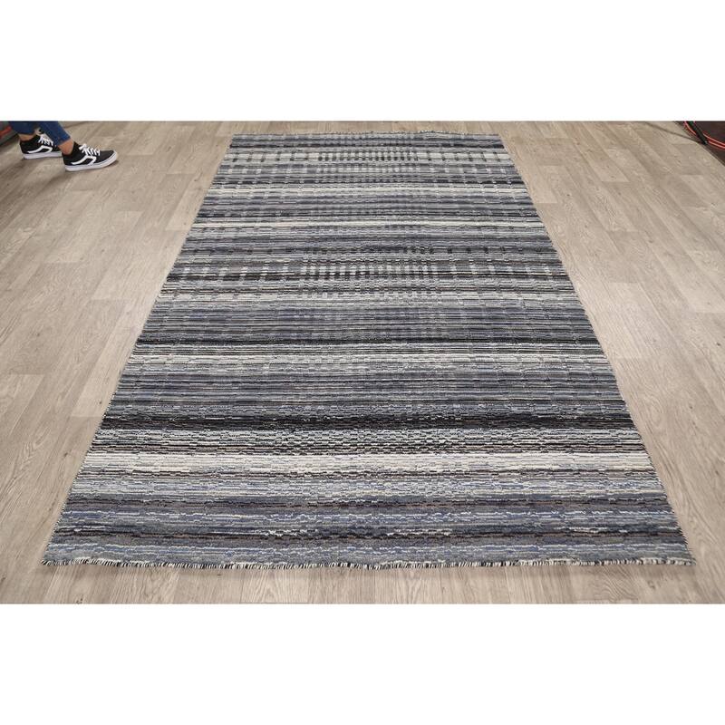 Geometric Modern Moroccan Oriental Wool Area Rug Handmade Carpet - 4'10" x 7'11"