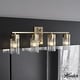 preview thumbnail 1 of 5, Hunter Gatz Ribbed Glass Vanity Wall Light - Bathroom - Glam, Fluted Glass - Damp Rated! 4 Light - Alturas Gold
