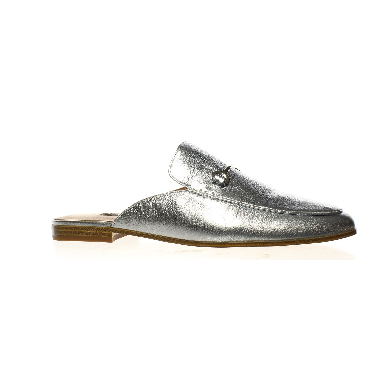 silver metallic mules