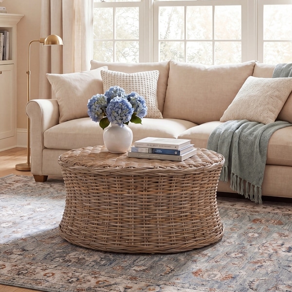 定価7.4万 MOUNTAIN RESEARCH RATTAN OTTOMAN SAFAVIEH Ruxton Dark Brown Wicker Ottoman - On Sale - Bed Bath