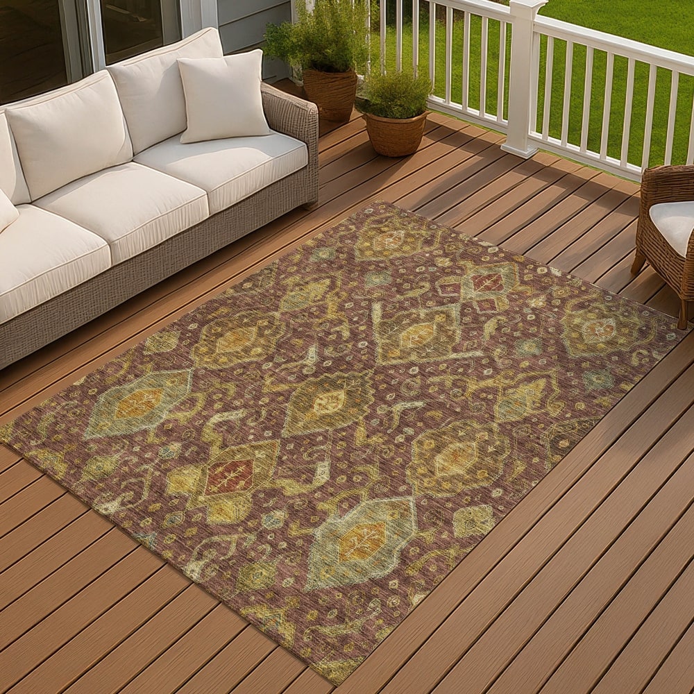 Machine Washable Indoor/ Outdoor Traditional Venetian Chantille Rug