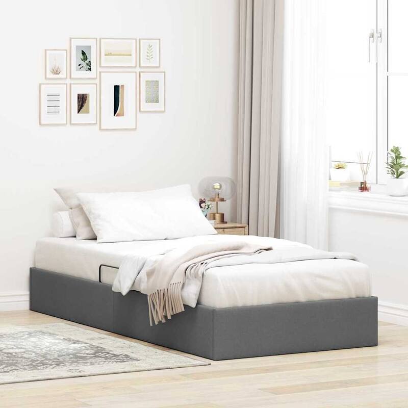 vidaXL Storage Bed with Mattress in Fabric - Dark grey (1)