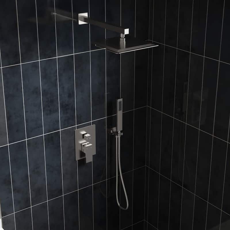 GRANDJOY Shower System 10" High Pressure Rainfall Shower Head with Handheld Spray Combo