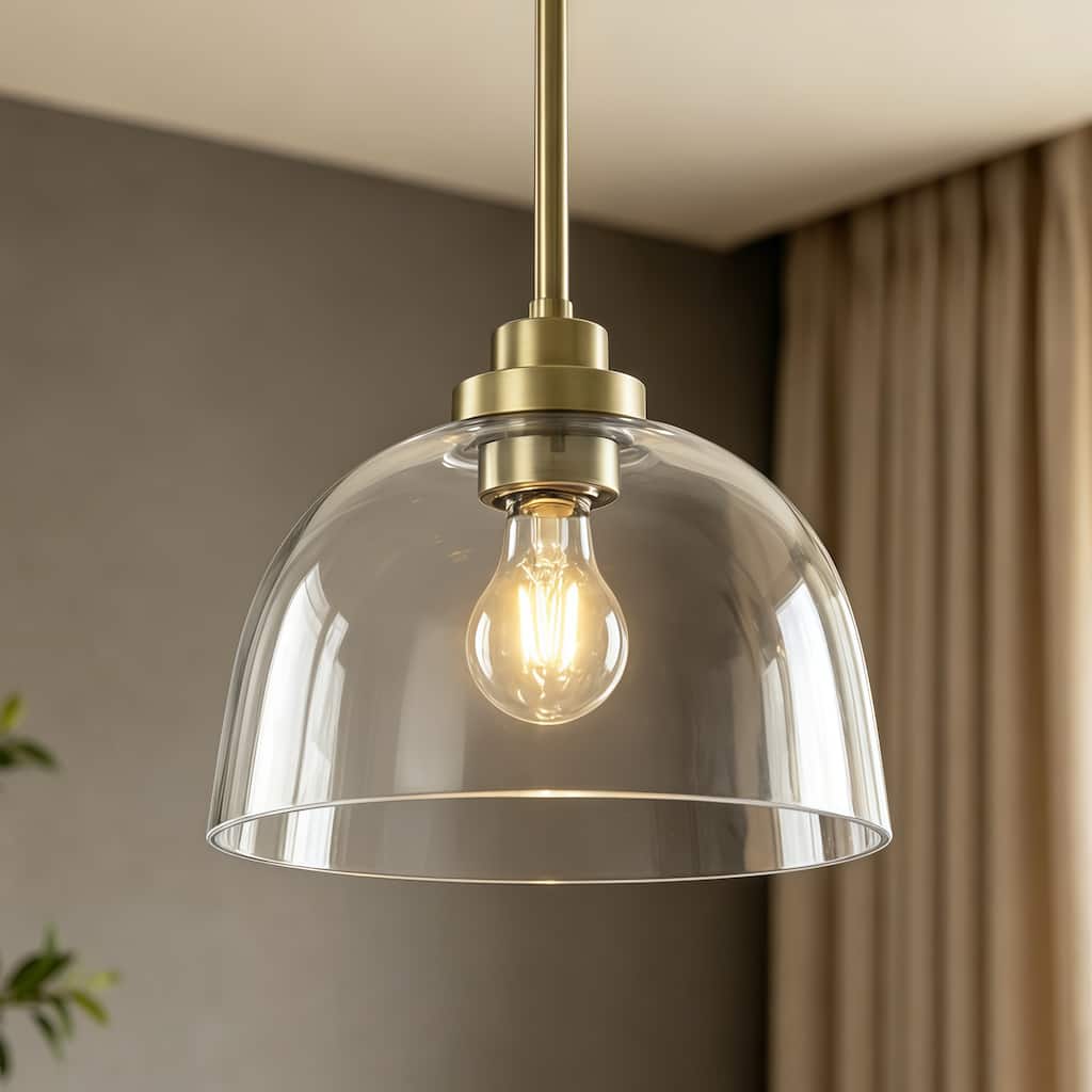 Starsky 1-Light Clear Glass Dome Pendant