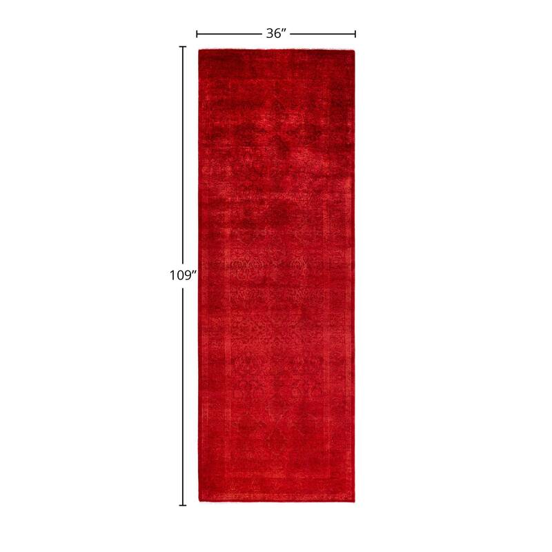 Contemporary Overdyed Wool Hand Knotted Runner - 3' 0" x 9' 1"