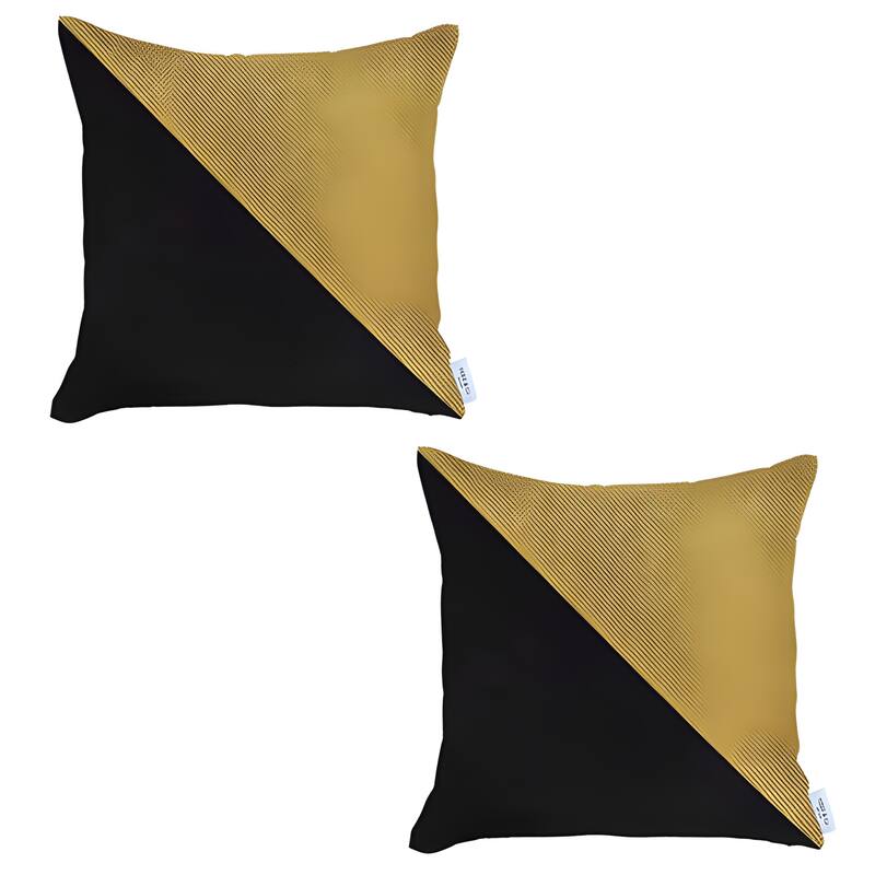 HomeRoots Set of Two 18" Yellow and Black Throw Pillow