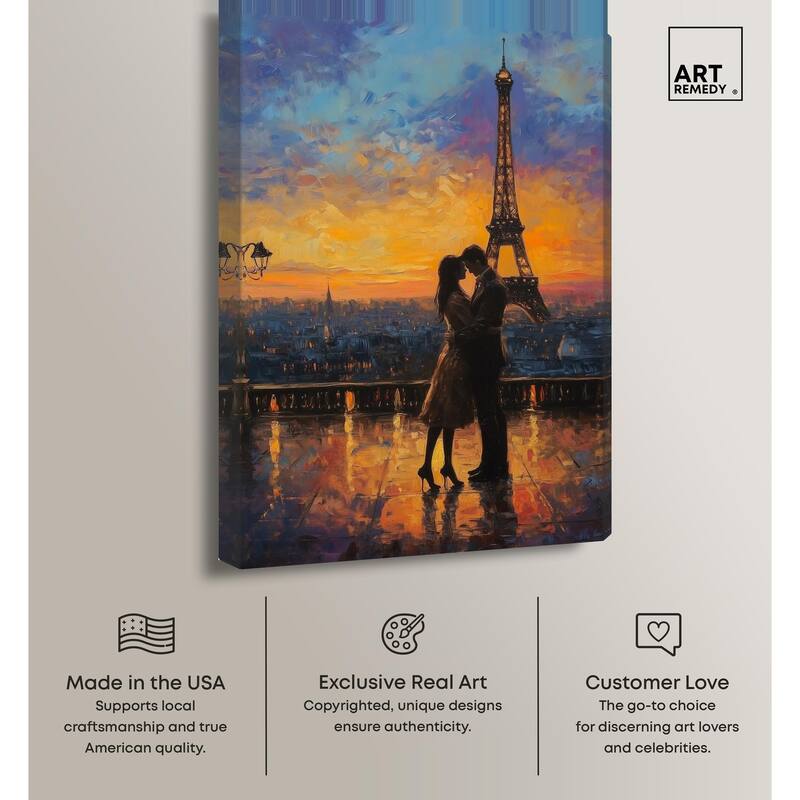 Eiffel Tower Romance Canvas by Art Remedy, Gallery Wrapped