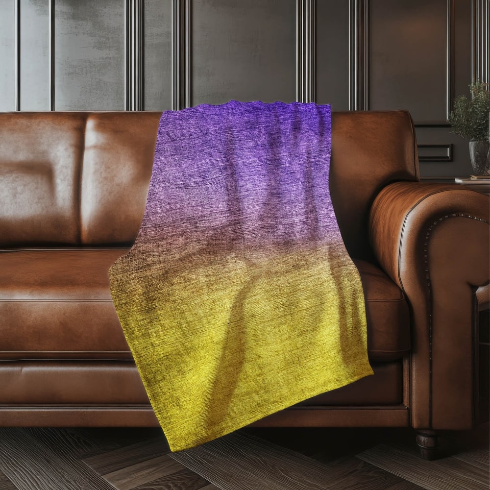 Premium Machine Washable Modern Ombre Sherpa Throw Blanket
