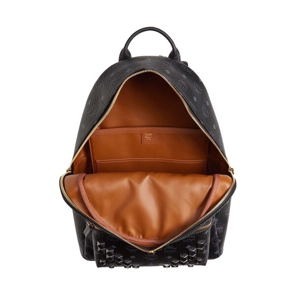 mcm black studded backpack