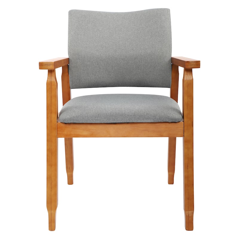 Walnut Upholstered Dining Chairs Solid Wood Arm Chair - Single - Grey-1-Piece