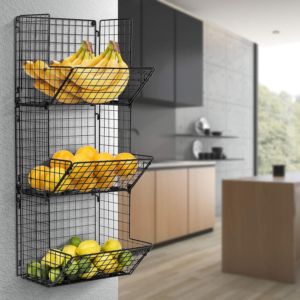 3 Tier Wall Mounted Storage Rack - Black