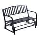 preview thumbnail 2 of 7, Outsunny Black Steel Outdoor Glider Loveseat Bench