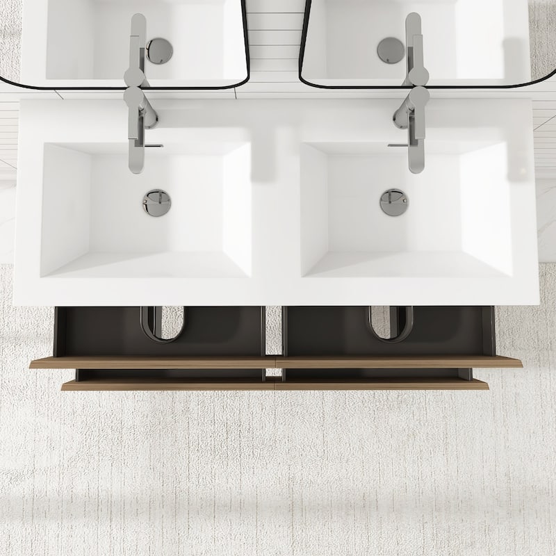 Angela 47 in.W x 19.5 in.D x 20.5 in.H Wall-Mounted Bath Vanity with White Cultured Marble Top